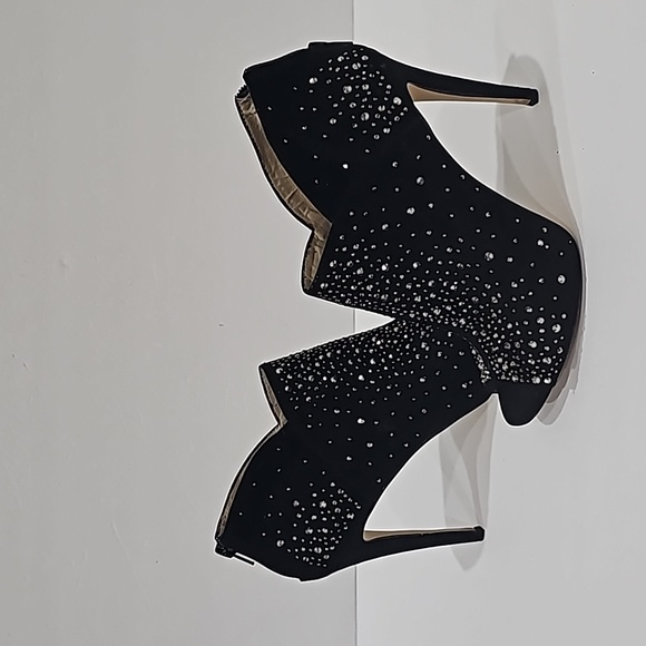 INC Black Suede with Rhinestone Booties Size 10 - Picture 1 of 15
